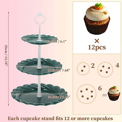 3-Layer Dessert Cupcake Stand Round with Tiered Serving Tray for Pastries 1 Set