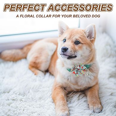 Dog Collar Flowers Soft Chiffon Collar Bow Tie Floral 4Pcs