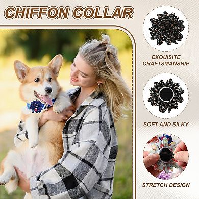 Dog Collar Flowers Soft Chiffon Collar Bow Tie Floral 4Pcs