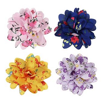 Dog Collar Flowers Soft Chiffon Collar Bow Tie Floral 4 pc