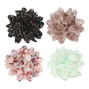 Dog Collar Flowers Soft Chiffon Collar Bow Tie Floral 4 pc