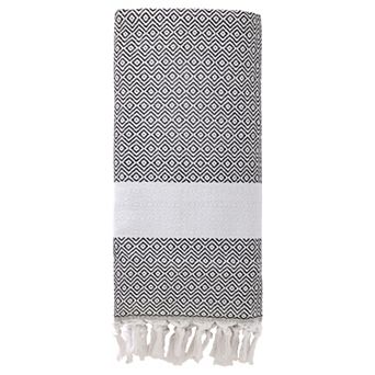 Turkish Beach Towel 1 Pack, Geometric Pattern with Tassels, Sandproof Quick Dry for Pool 71" x 40"