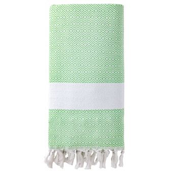 Turkish Beach Towel 1 Pack, Geometric Pattern with Tassels, Sandproof Quick Dry for Pool 71" x 40"