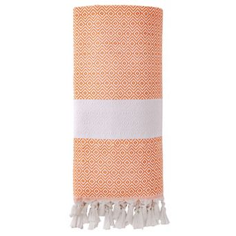 Turkish Beach Towel 1 Pack, Geometric Pattern with Tassels, Sandproof Quick Dry for Pool 71" x 40"