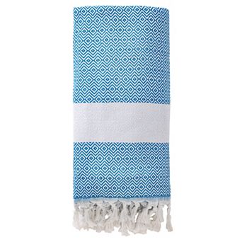 Turkish Beach Towel 1 Pack, Geometric Pattern with Tassels, Sandproof Quick Dry for Pool 71" x 40"