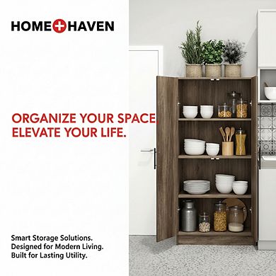 ZUQIETA Tall 2-Door Storage Cabinet with Adjustable Shelves, 65" High, Drifted Gray