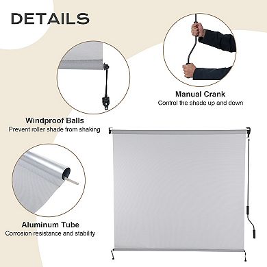 Aoodor 5% Openness Cordless Solar Fabric Roller Shade, Sun Shade