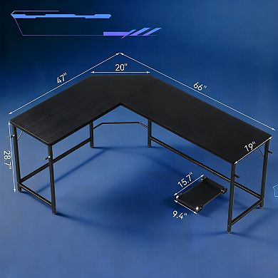 66" L-Shaped Gaming Desk with CPU Holder