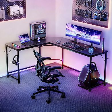 66" L-Shaped Gaming Desk with CPU Holder