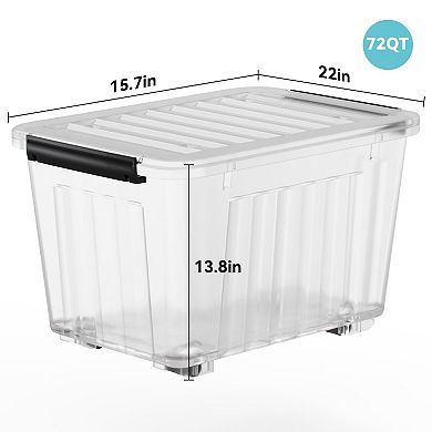 72QT Stackable Nestable Storage Bins with Secure Latches