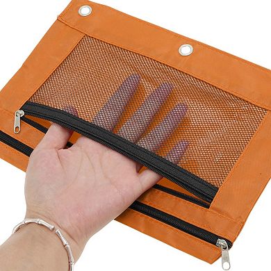 Double Layer Smooth Zipper Transparent Mesh Window Pencil Bag 1 Pc