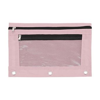 Double Layer Smooth Zipper Transparent Mesh Window Pencil Bag 1 pc