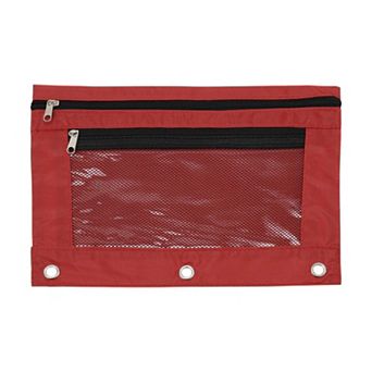 Double Layer Smooth Zipper Transparent Mesh Window Pencil Bag 1 pc