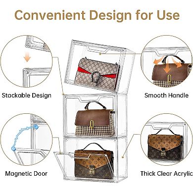 Clear Display Purse Storage Box with Magnetic Door - 5 Pack