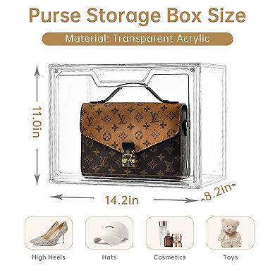 Clear Display Purse Storage Box with Magnetic Door - 5 Pack