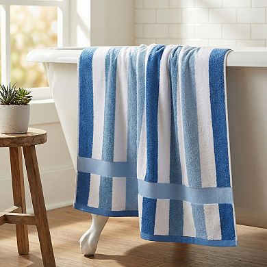 1 Pack Stripe Shower Towels Ultra Soft Luxury Cotton Bath Towel Absorbent for Trips Beach 55" x 28"