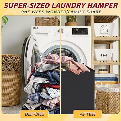 195L 3-Compartment Laundry Hamper with Lid & Removable Bags