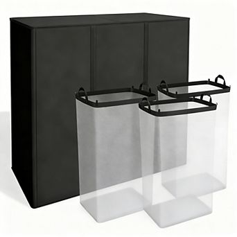 195L 3-Compartment Laundry Hamper with Lid & Removable Bags