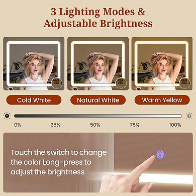 47.2" LED Vanity Desk with 7 Drawers, Pull-out Mirror, Rolling Cart, Hairdryer Rack