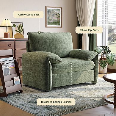 41-inch oversized chenille armchair, single-seater sofa. Comfortable, easy to assemble, sturdy