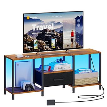 LED TV Stand with Storage, 22 Color Modes, 55" TV, Living Room Bedroom