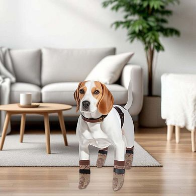 4Pcs Pet Socks for Dogs with Adjustable Sticky Tapes Paw Protection