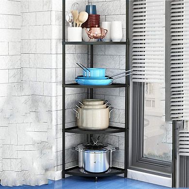 5-Tier Stainless Steel Corner Pot Rack for Kitchen