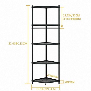 5-Tier Stainless Steel Corner Pot Rack for Kitchen