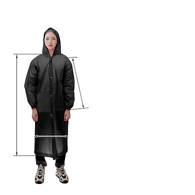 2 Pcs Reusable Rain Ponchos with Hood and Drawstring