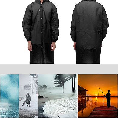 2 Pcs Reusable Rain Ponchos with Hood and Drawstring