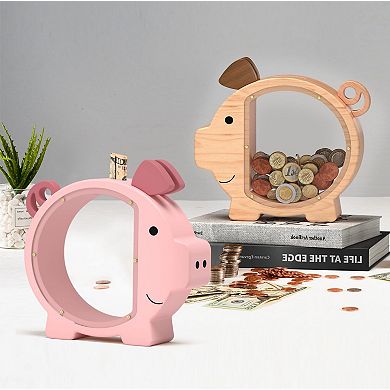 Wooden Money Box: Clear View, Durable, Personalized, Perfect for Kids, Birthdays, Christmas