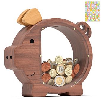 Wooden Money Box: Clear View, Durable, Personalized, Perfect for Kids, Birthdays, Christmas
