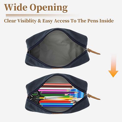 Oxford Patchwork Style Pencil Pouch with Large Capacity for Office Supplies 1 Pc