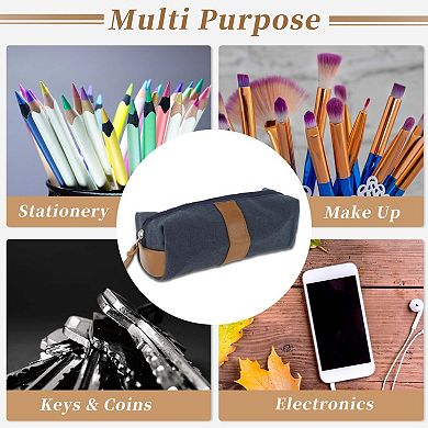 Oxford Patchwork Style Pencil Pouch with Large Capacity for Office Supplies 1 Pc