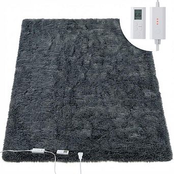 Wireless Heated Floor Mat Soft Electric Rug,6Heat Level,Auto-Off,Foot Warmer,LivingRoom Bedroom,Grey
