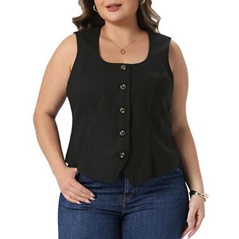 Women's Plus Size Linen Vest Sleeveless Lined Waistcoat Vest Top Vintage Fashion Casual Work