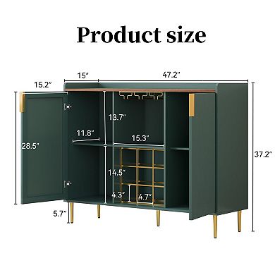 48" Modern Wine Cabinet with Fluted Design