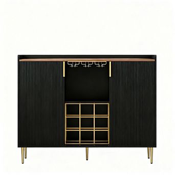 48" Modern Wine Cabinet with Fluted Design