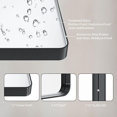 24x32" Metal Bathroom Mirror, HD Glass, Rust-Resistant, Easy Install