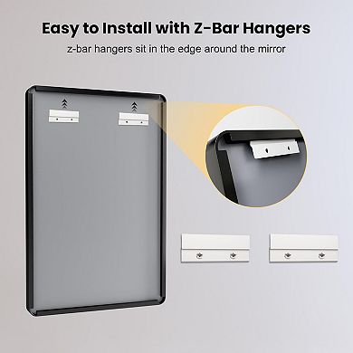 24x32" Metal Bathroom Mirror, HD Glass, Rust-Resistant, Easy Install