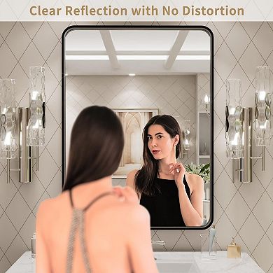 24x32" Metal Bathroom Mirror, HD Glass, Rust-Resistant, Easy Install