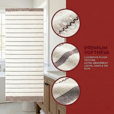 1 Pack Cotton Stripe Bath Towel Ultra Soft Highly Absorbent for Bathroom Hotel Spa 55" x 28"