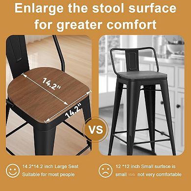 Counter Height Metal Barstools, High-Back, Stackable，Set Of 2