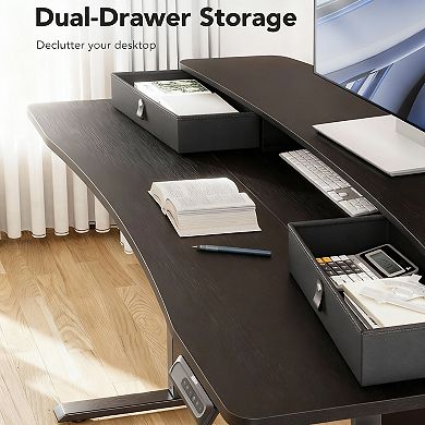 48" Electric Standing Desk with Drawers & C-clamp Mount, Adjustable Height, 4 Presets