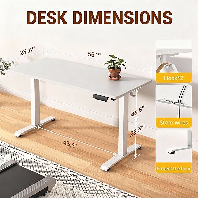 55" Electric Standing Desk, Height Adjustable, Easy Assembly, Cable Management, Memory Presets