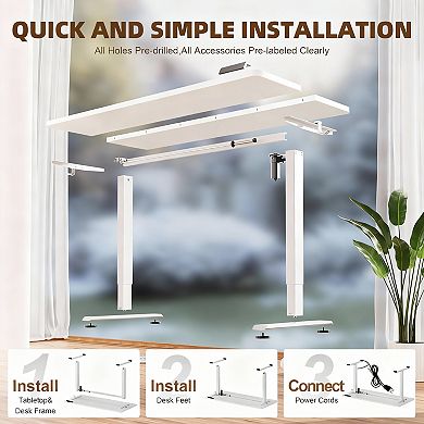 55" Electric Standing Desk, Height Adjustable, Easy Assembly, Cable Management, Memory Presets