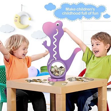 Interactive Dinosaur Piggy Bank with Clear Belly for Kids - Fun Money Saving Toy