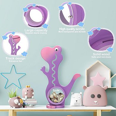 Interactive Dinosaur Piggy Bank with Clear Belly for Kids - Fun Money Saving Toy