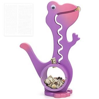 Interactive Dinosaur Piggy Bank with Clear Belly for Kids - Fun Money Saving Toy