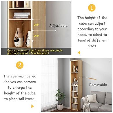 71" Tall Corner Bookcase with 7 Shelves for Small Spaces